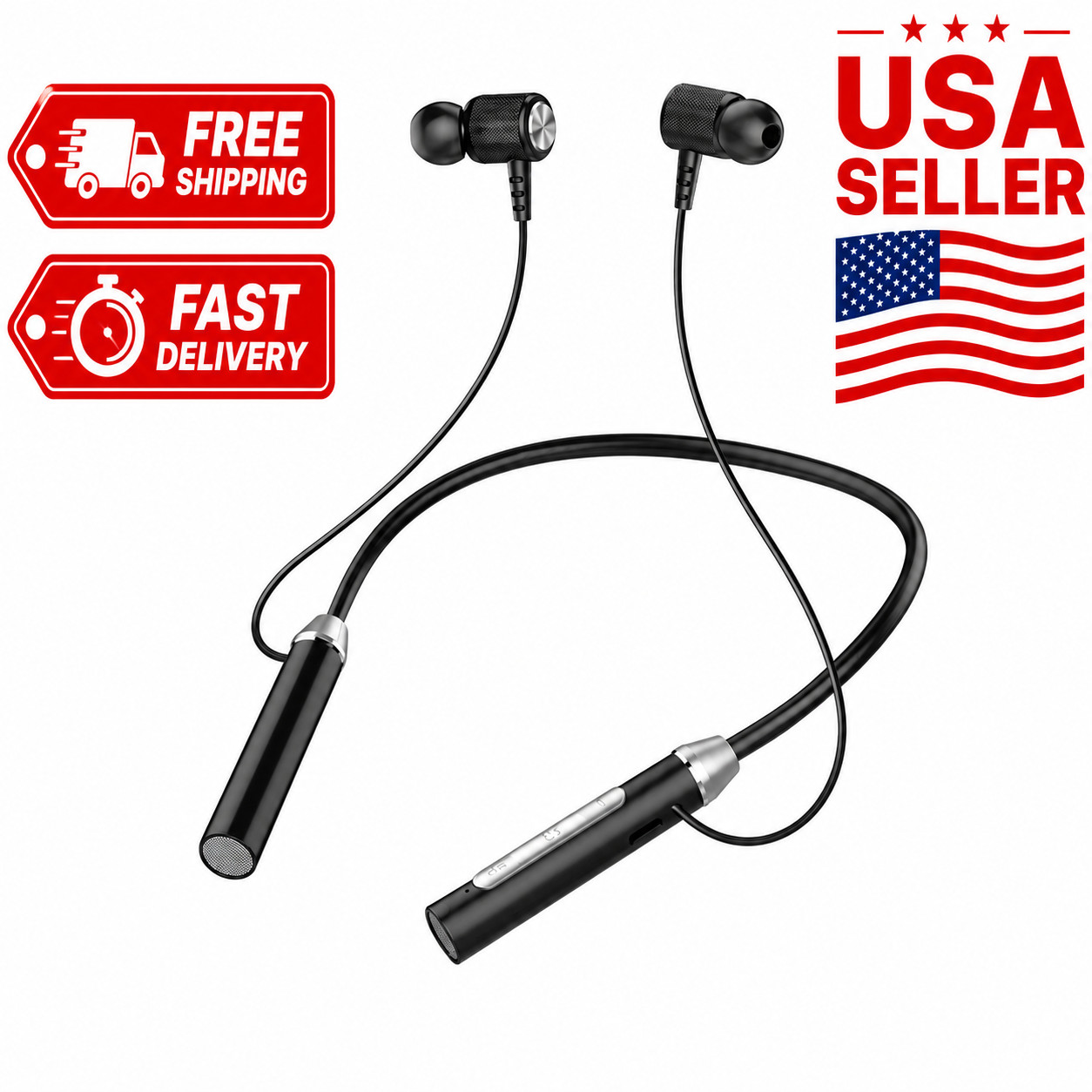 Wireless Bluetooth 5.2 Neckband Headphones Mic Headset Stereo Earbuds Earphone