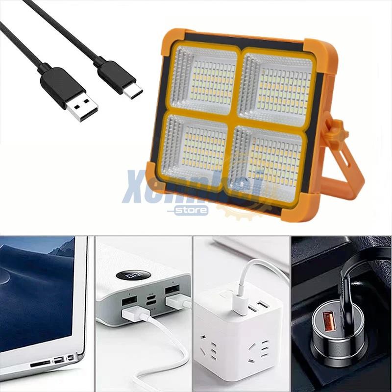 Portable LED Work Solar Light 2400mAh Rechargeable Flashlight Floor Lamp 5 Modes