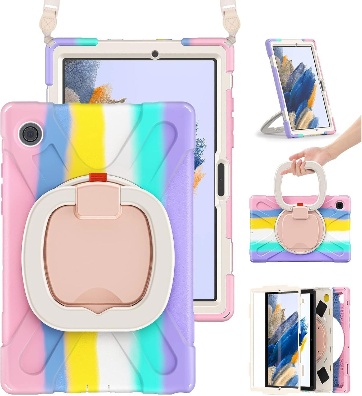 Shockproof Case for Samsung Galaxy Tab A8 10.5'' Rotating Handle Kickstand Cover