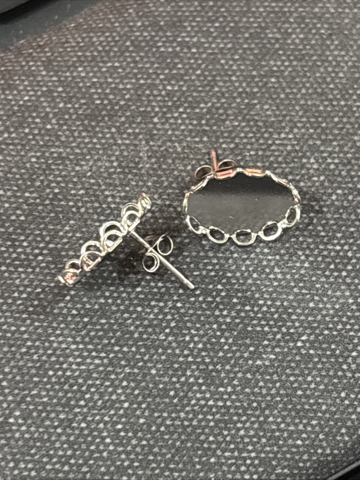 6 pair Silver Plated Earring Posts Studs 14mm x 10mm Cabochon Settings