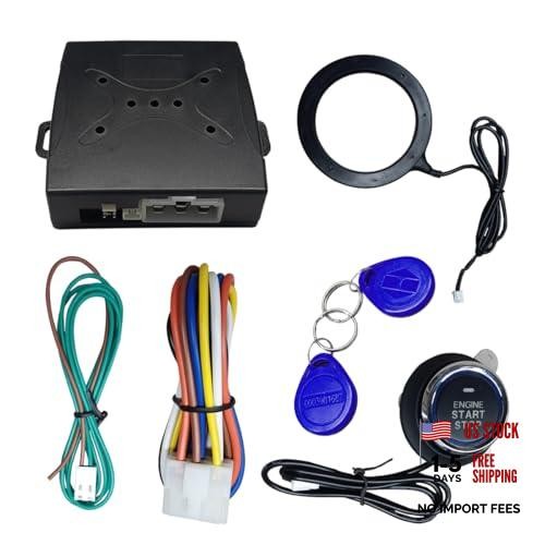 Car Push Engine Start Button Kit, DC12V Automotive Keyless Go System Black