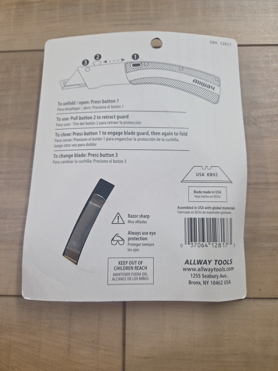 ALLWAY SWK Switchback Folding Utility Knife with Integrated Blade Guard