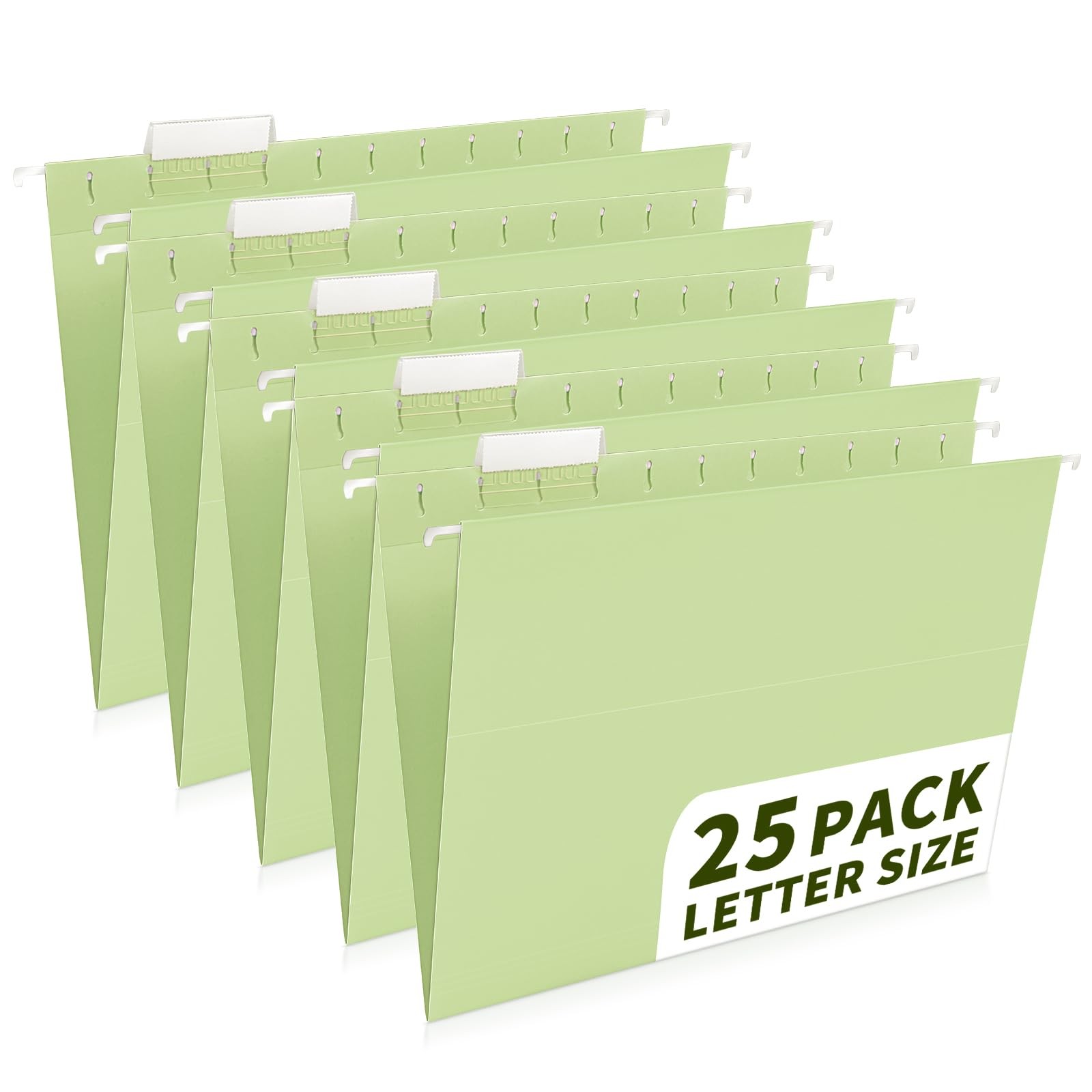 25-Pack Green Hanging File Folders, Letter Size (8.5" x 11") Letter,