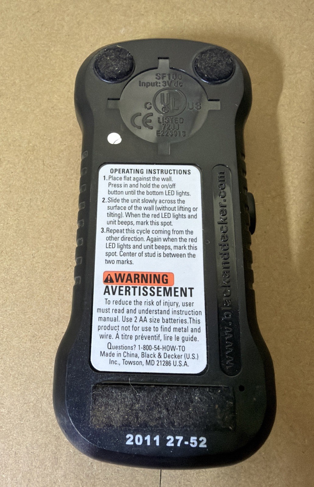 Black & Decker Stud Sensor/Finder w/ LED Indicators, SF100 Tested