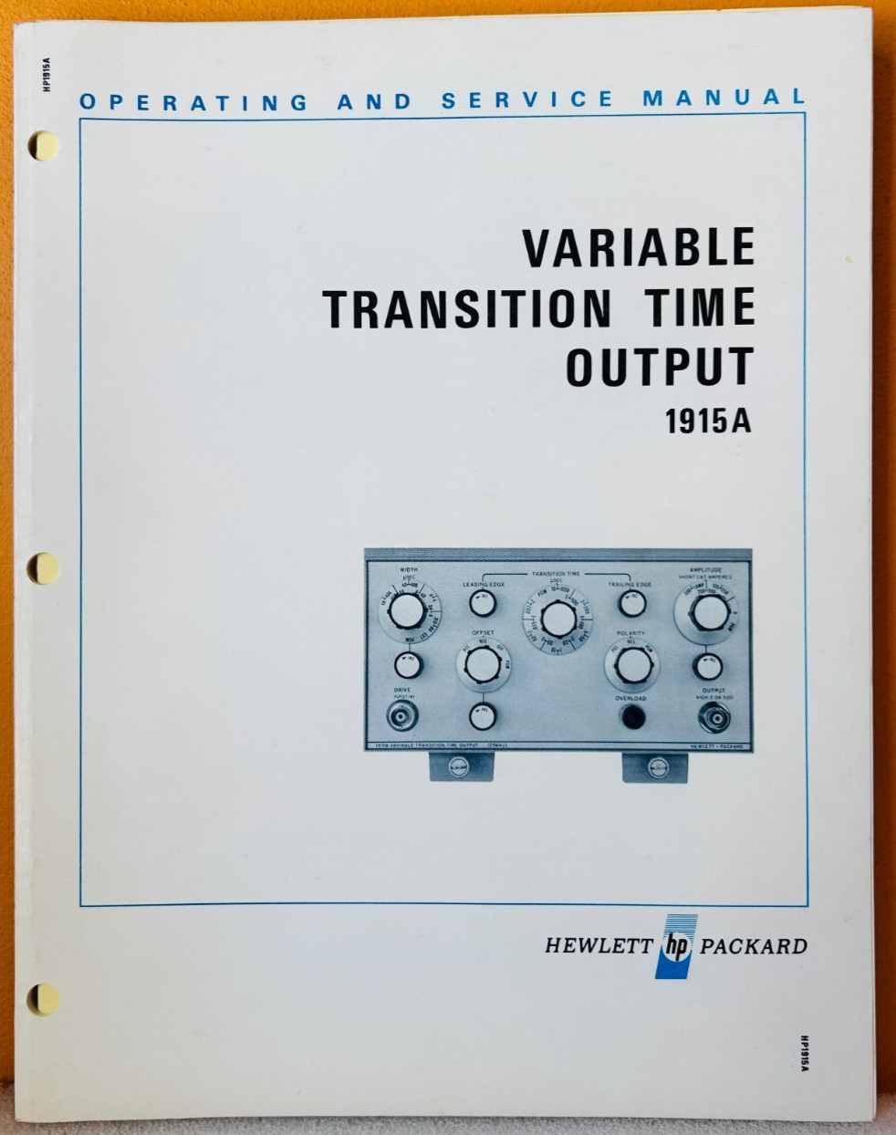 HP 01915-90906 1971 Model 1915A Variable Transition Time Output Service Manual.