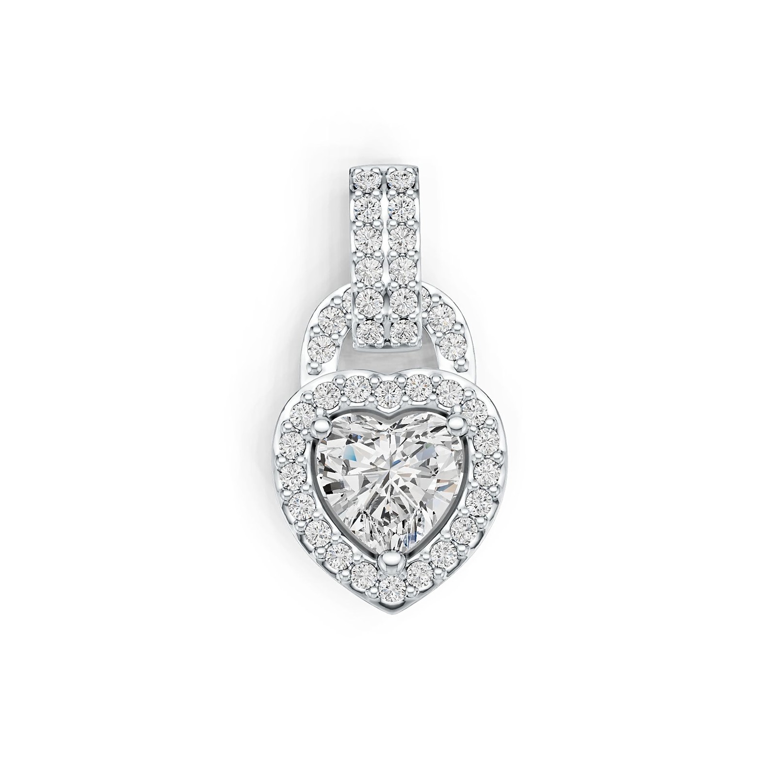 Sterling Silver Semi Mount Pendant Setting Heart HT 6X6mm Halo with White Topaz