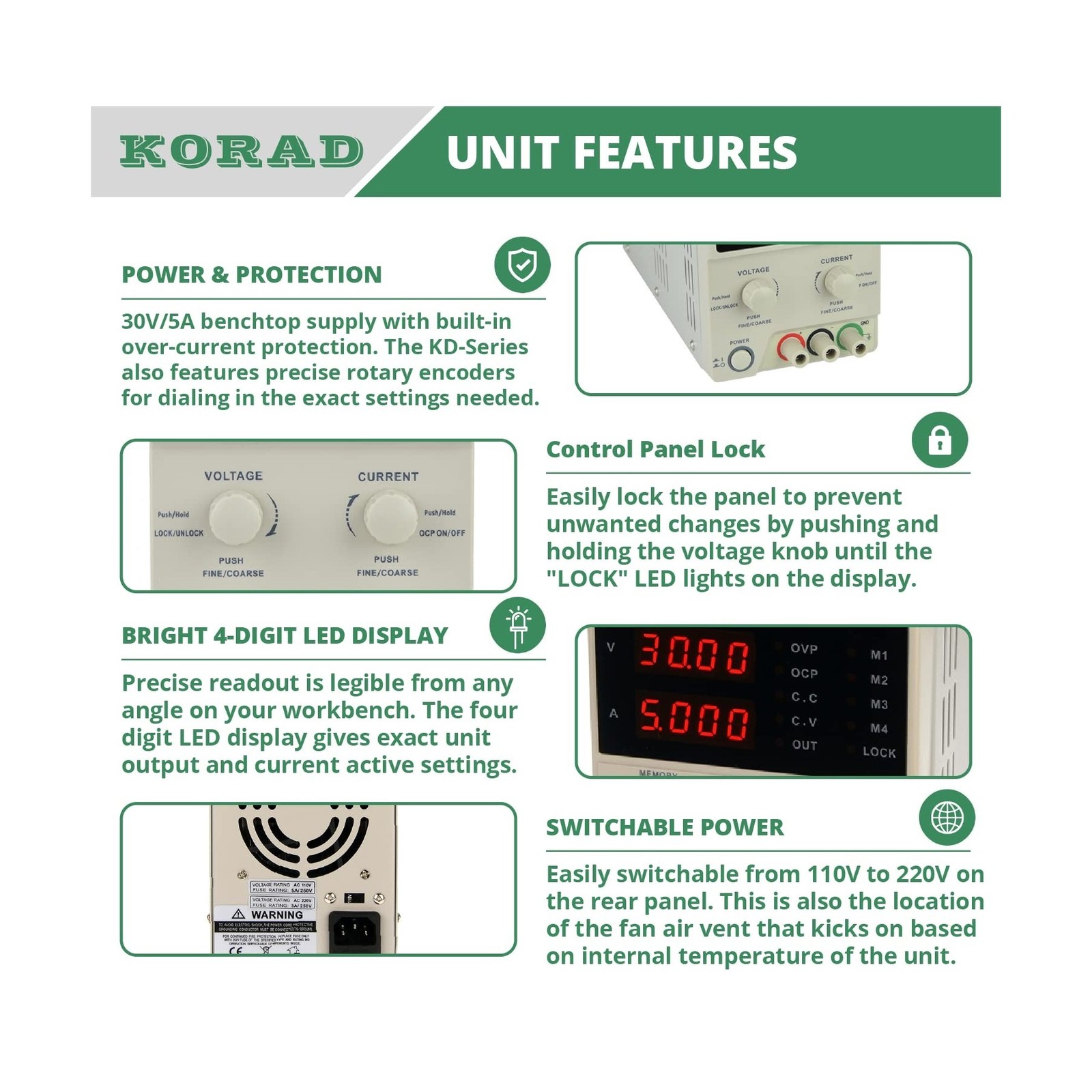 KORAD KD3005D - Precision Variable Adjustable 30V, 5A DC Linear Power Supply ...