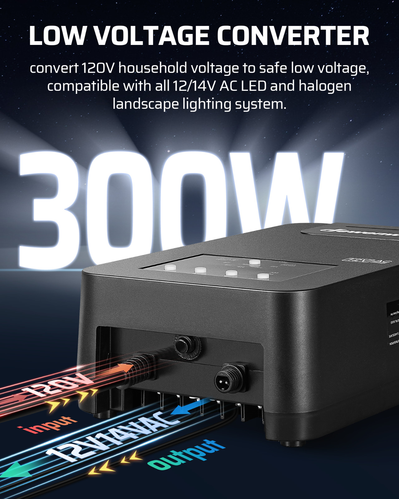 DEWENWILS 300W Low Voltage Landscape Transformer 12V/14V AC Outdoor