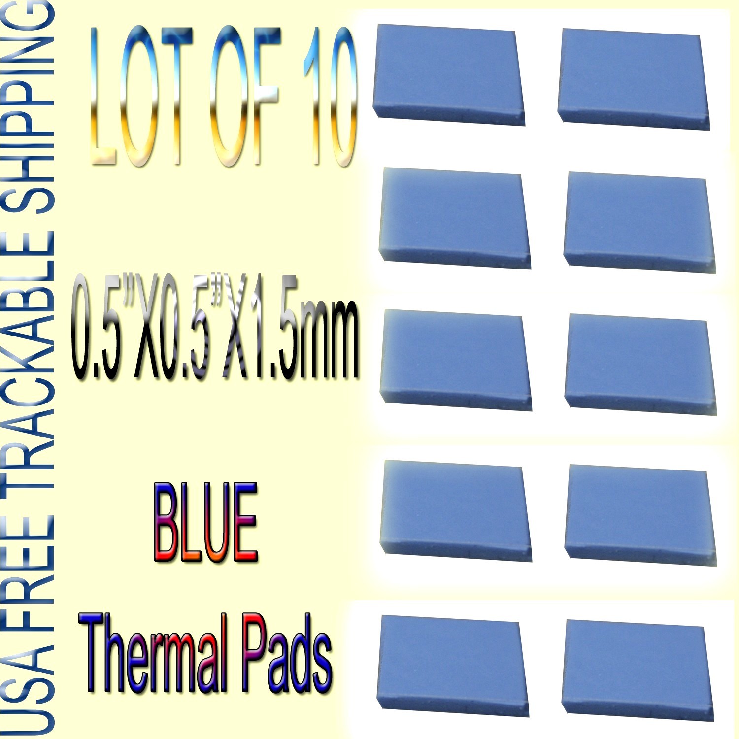 lot of 10 1.5 mm Blue silicon Thermal Pad For Heat-sink Chip CPU, PS2 3 Xbox GPU