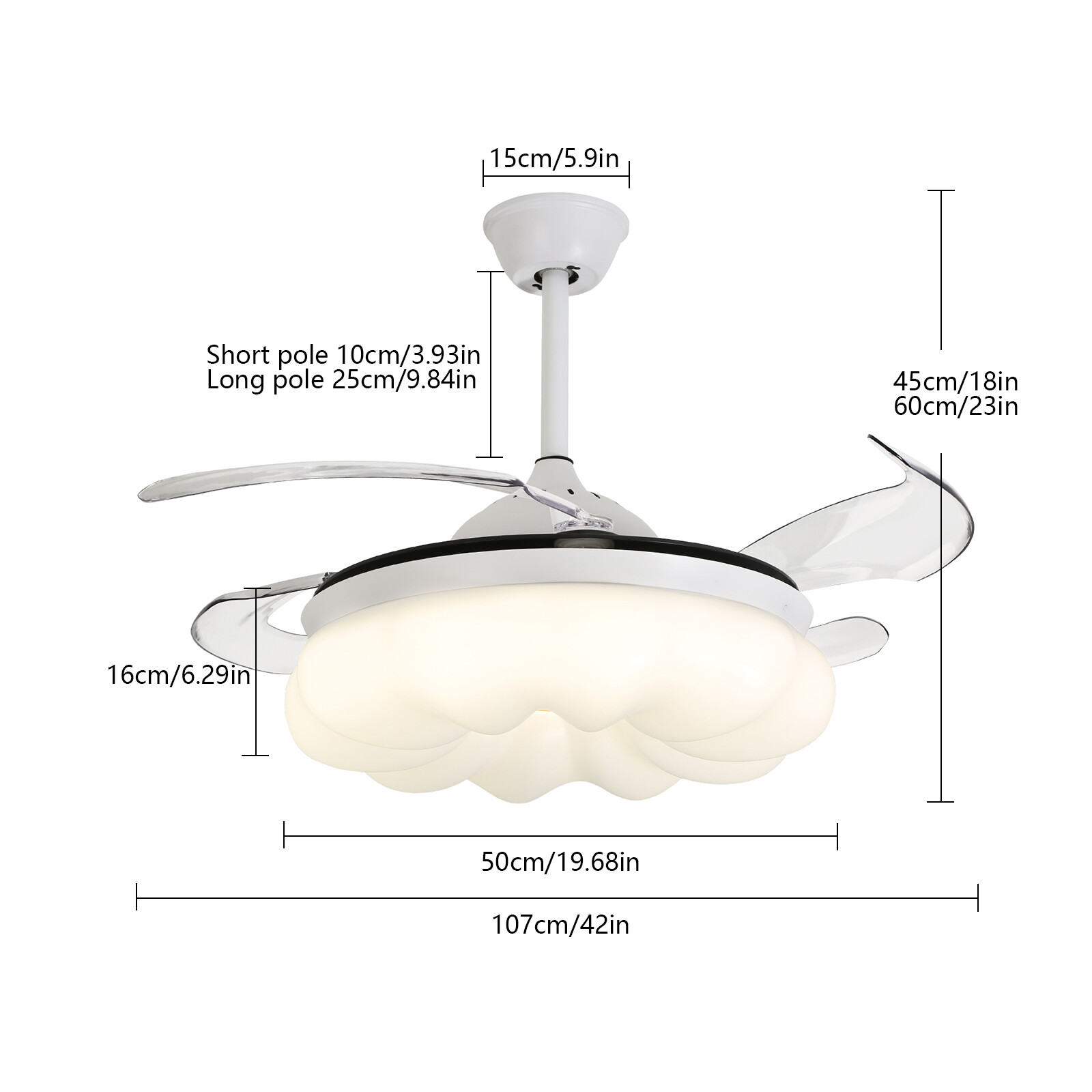 42 Inch LED Ceiling Fan w/ Lights & Remote Control Retractable Ceiling Fan NEW??