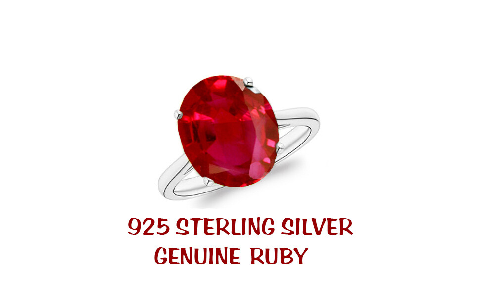 5.00 CTTW Lab Created Ruby Oval Cut 925 Sterling Silver Ring Sizes 6-9