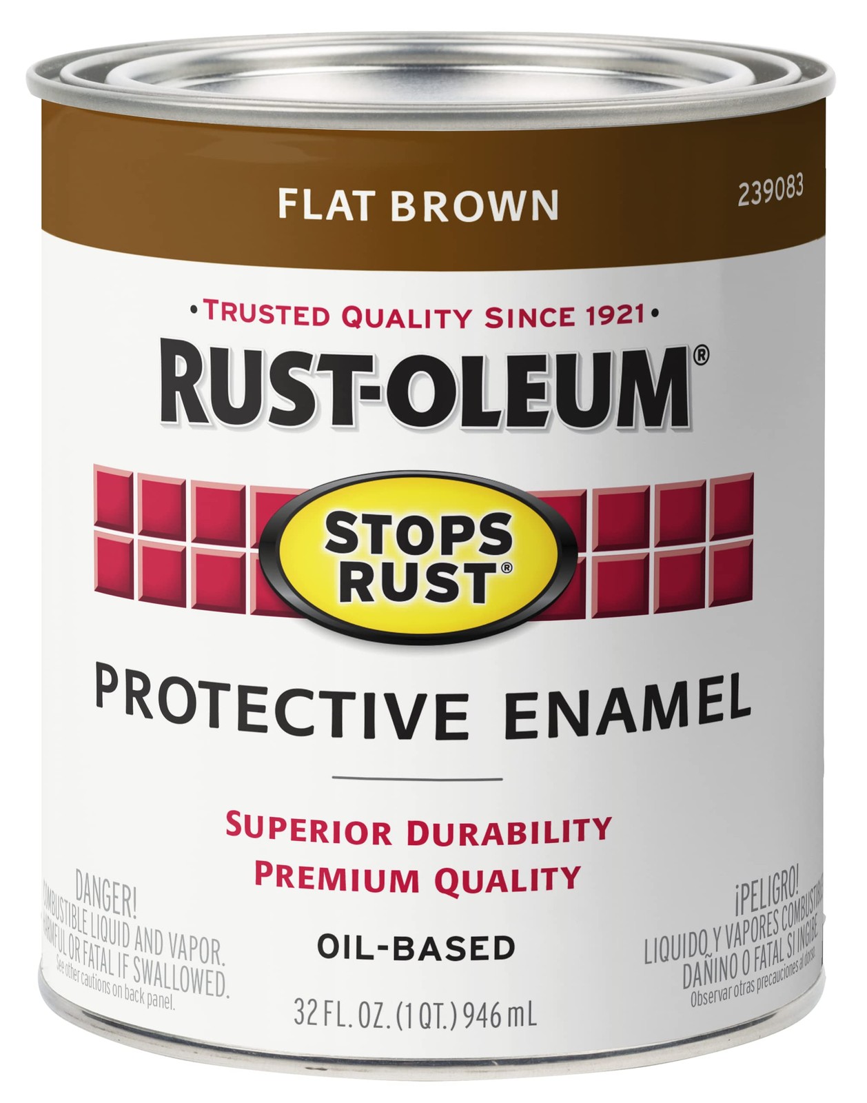 Rust-oleum Stops Rust Protective Enamel Paint 32 Fl Oz Flat Brown Durable Coa...