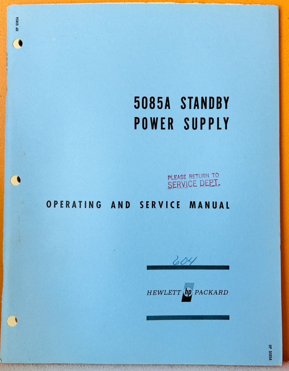 HP 05085-9004 Model 5085A Standby Power Supply Operating & Service Manual.