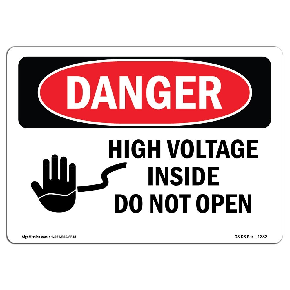 OSHA Danger Sign  High Voltage Inside Do Not Open | Plastic Sign | Protect Yo...