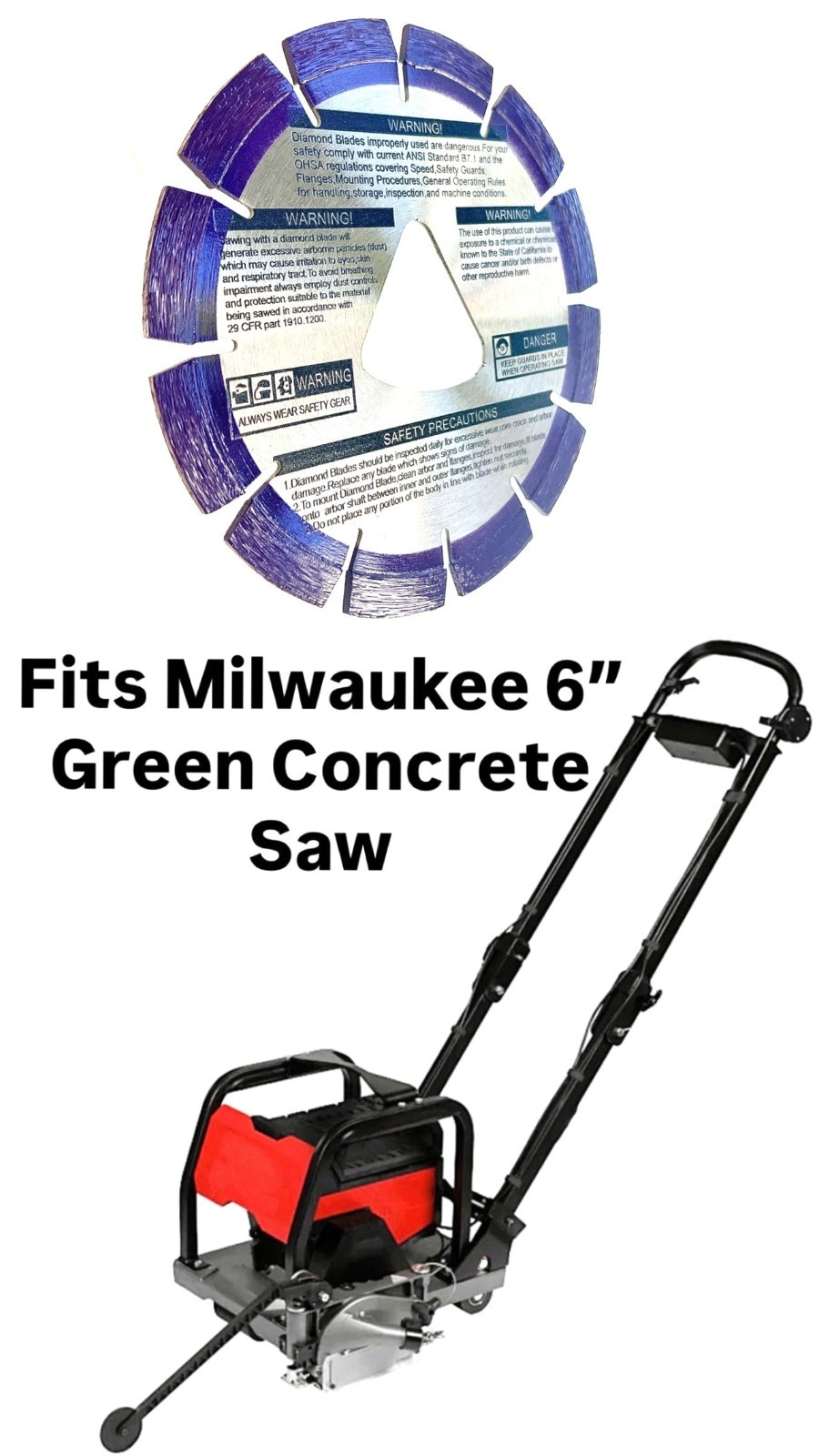 6'' Purple early entry diamond blade fits Milwaukee mxf316 Green Concrete Saw