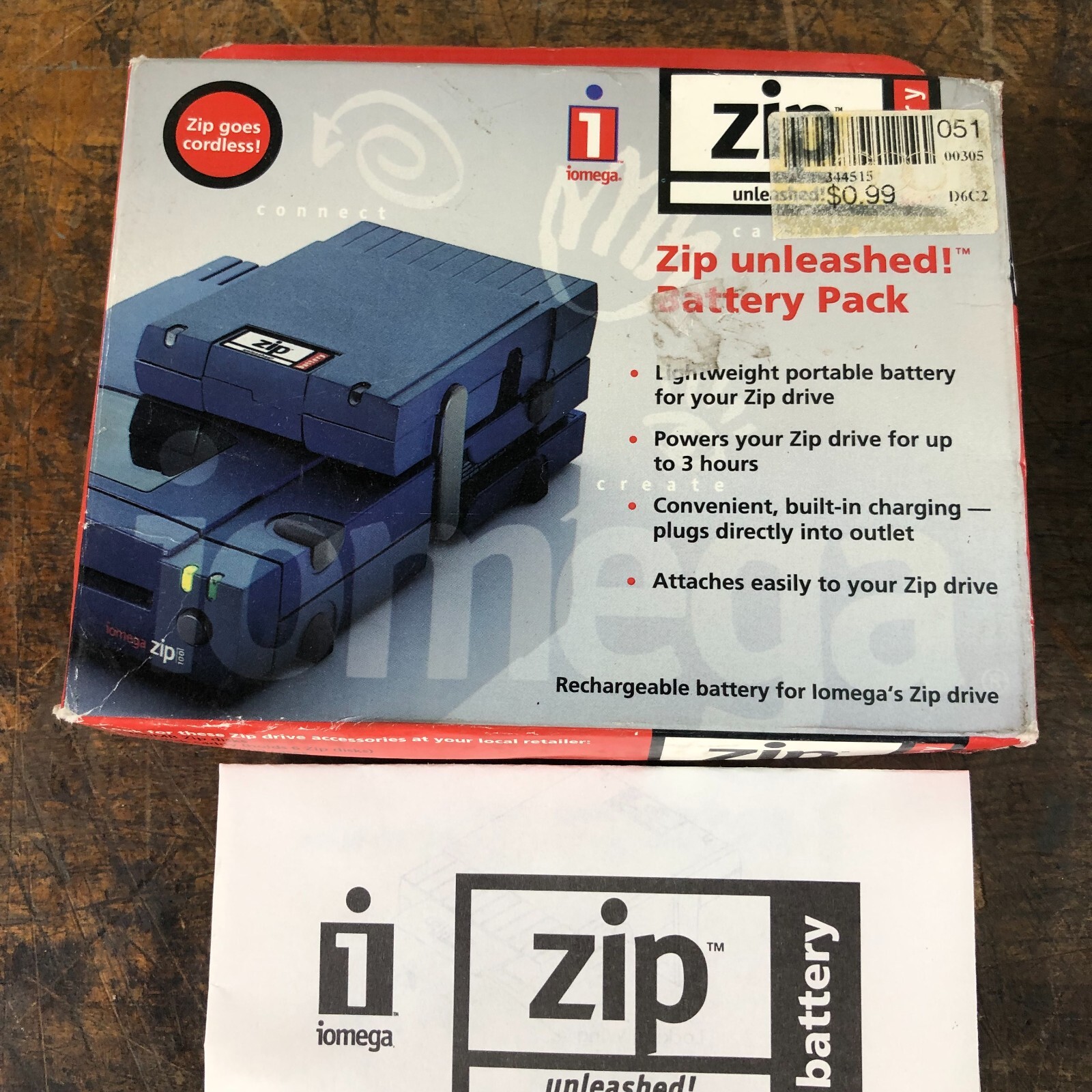 Iomega Zip Unleashed! Battery Pack Power Supply for Zip Disk Drives in BOX
