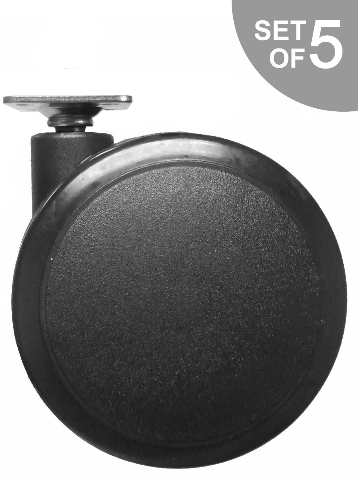 3" Furniture Caster for Hard Floors w/ Mounting Plate - Set of 5 - R-S4812-5/Bag