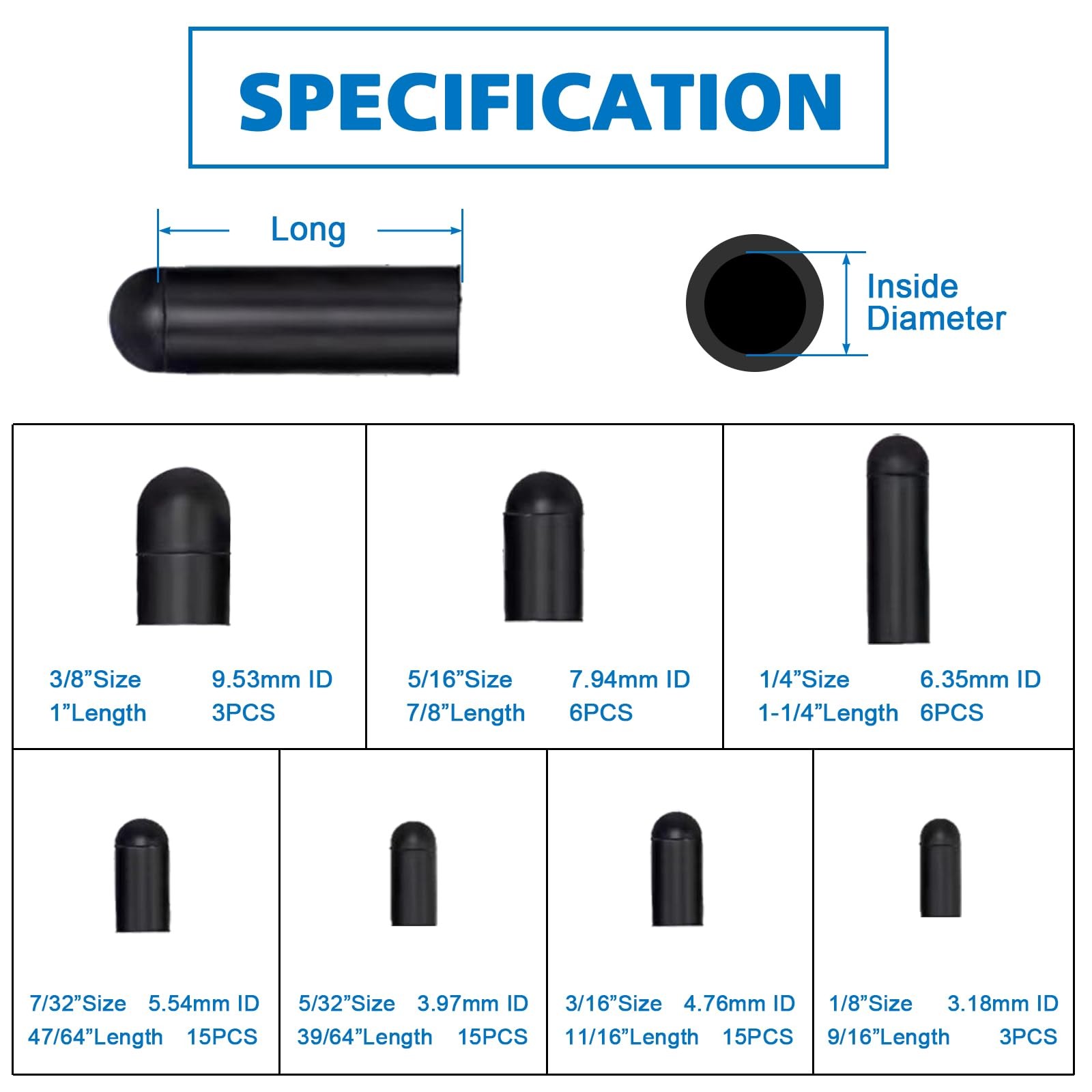 Rubber Vacuum Caps Plug Kit, 63 PCS Assorted Vacuum Plugs Hose End Caps Assor...