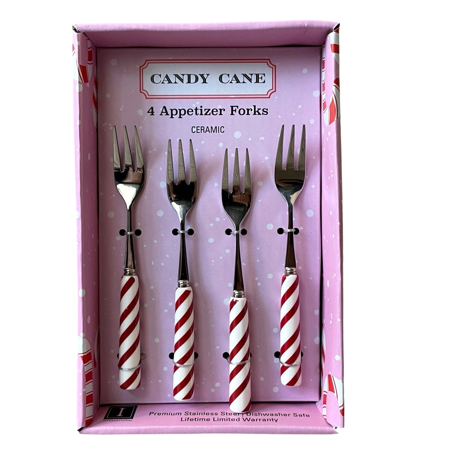 Christmas Candy Cane Peppermint Appetizer Forks Set of 4