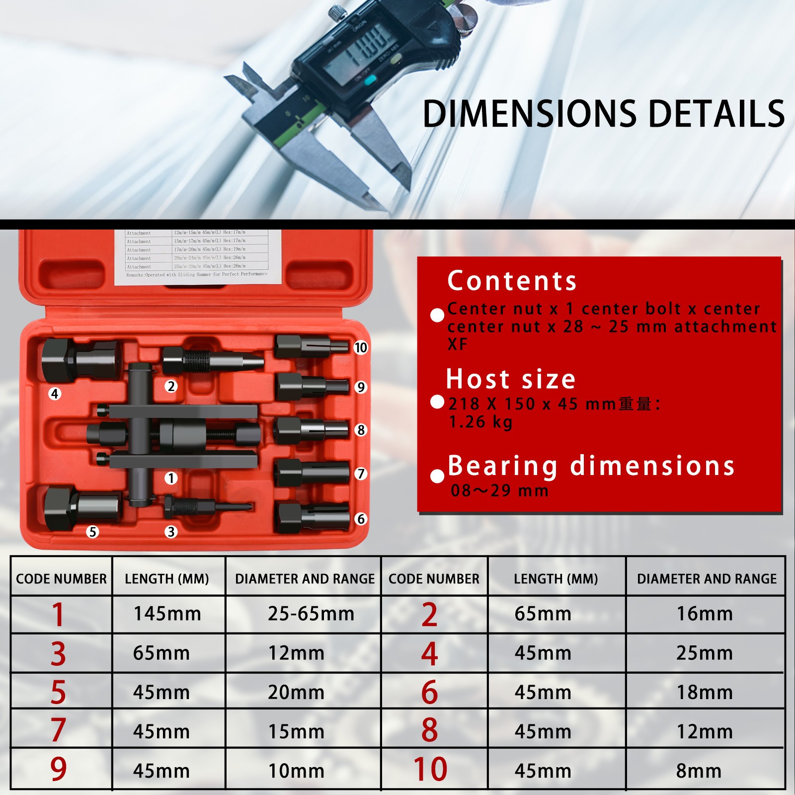 Motorcycle Bearing Puller Kit 8-25MM Motorcycle Inner Bearing Disassembly Tools