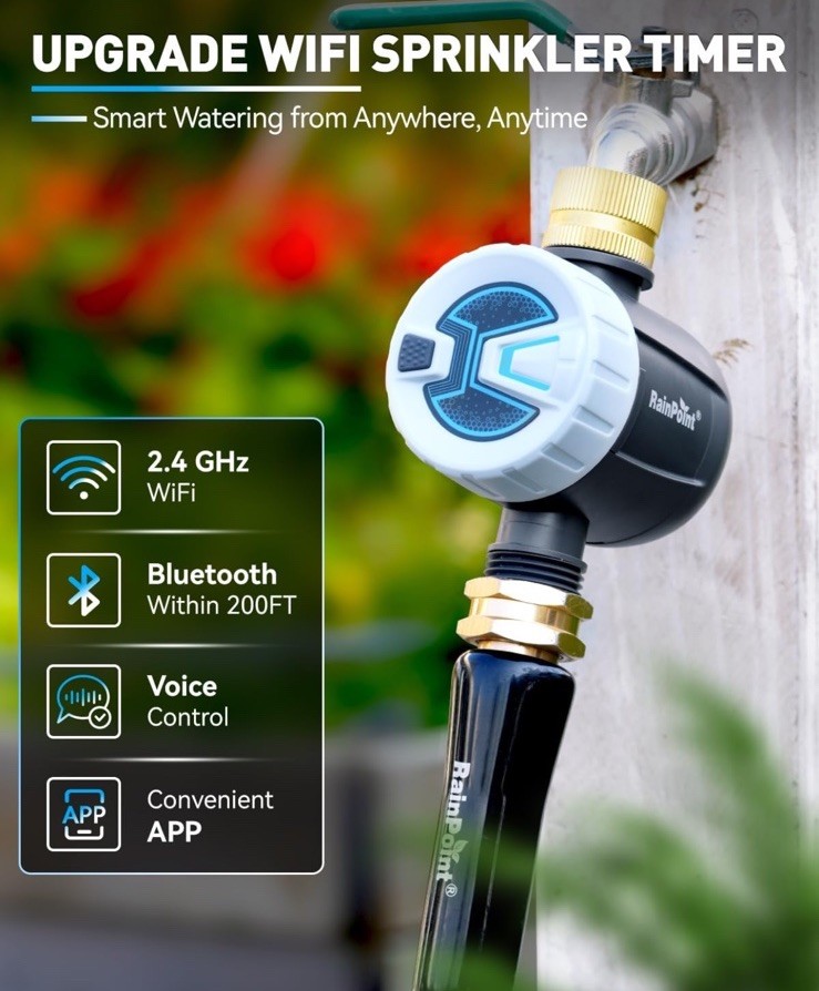 RAINPOINT WiFi Water Timer, Sprinkler Timer for Garden Hose, Smart Automatic ...