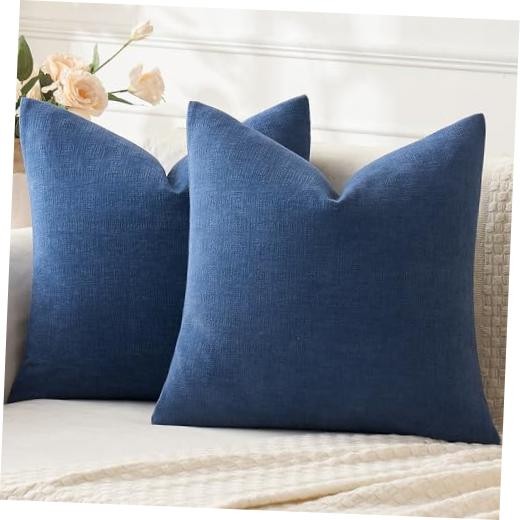 Couch Pillow Covers 22x22 Inch, Set of 2 Soft 22" x 22" (Pack of 2) Navy Blue