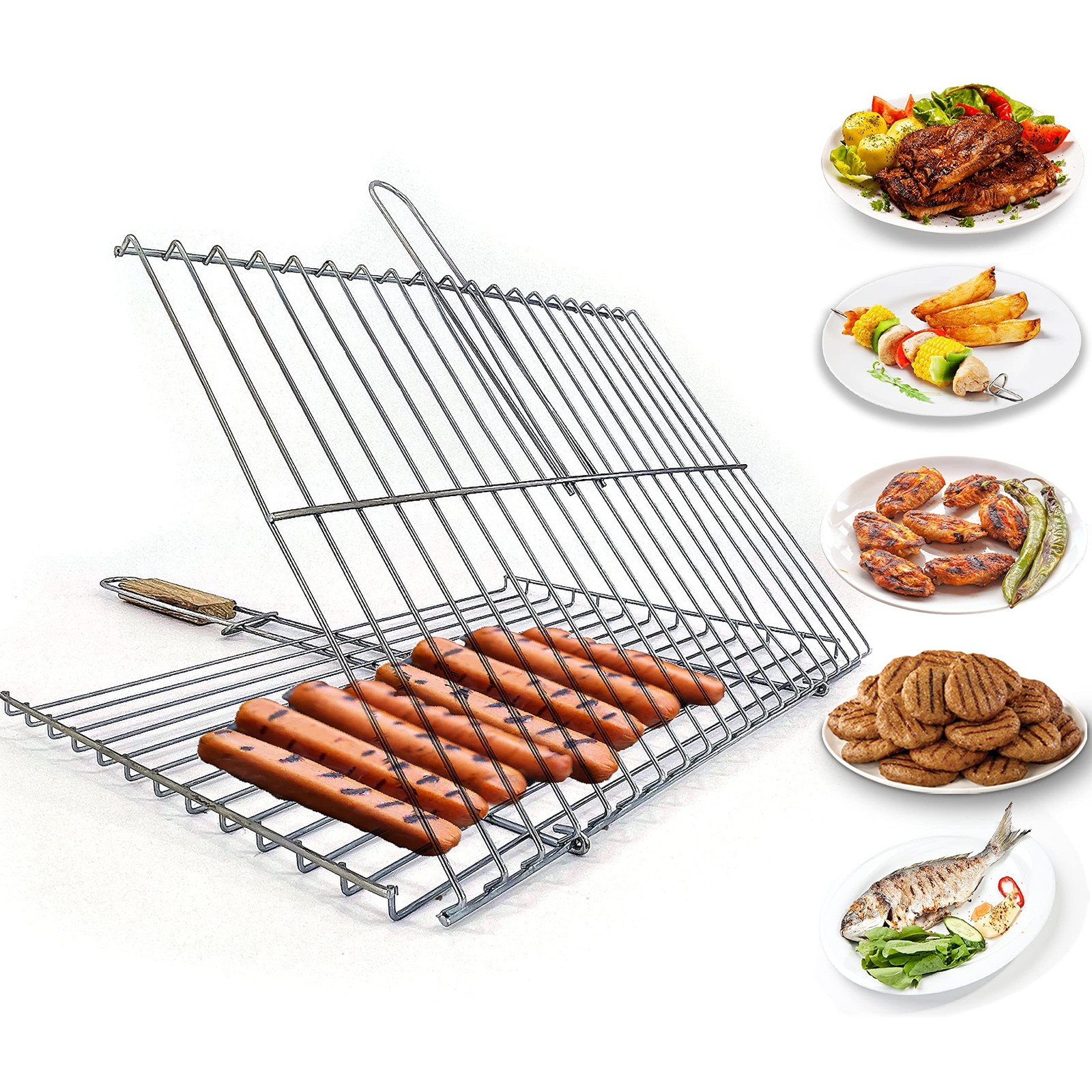 Hakan Grill Basket 11.8 x 15.8-inch for Outdoor Grill, Barbecue Basket for Fi...