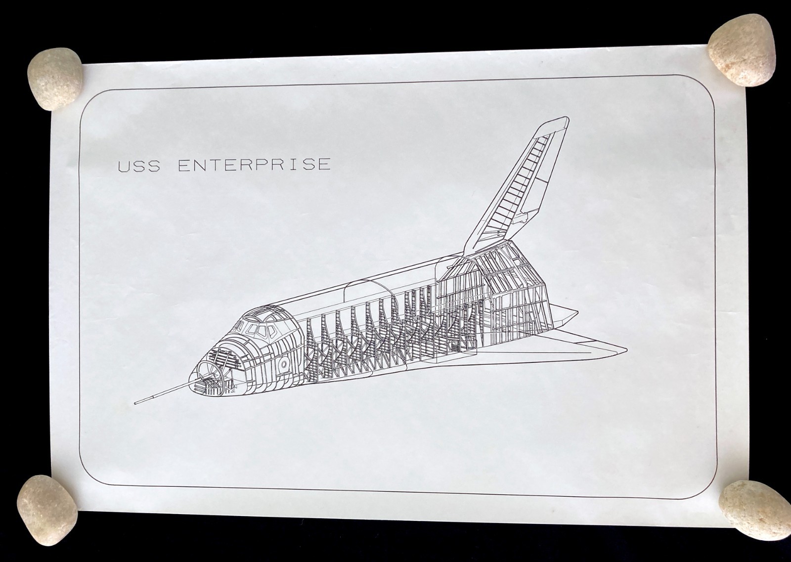 NEW Vintage USS Enterprise NASA Space Shuttle Poster 24x16  3D Blueprint Style