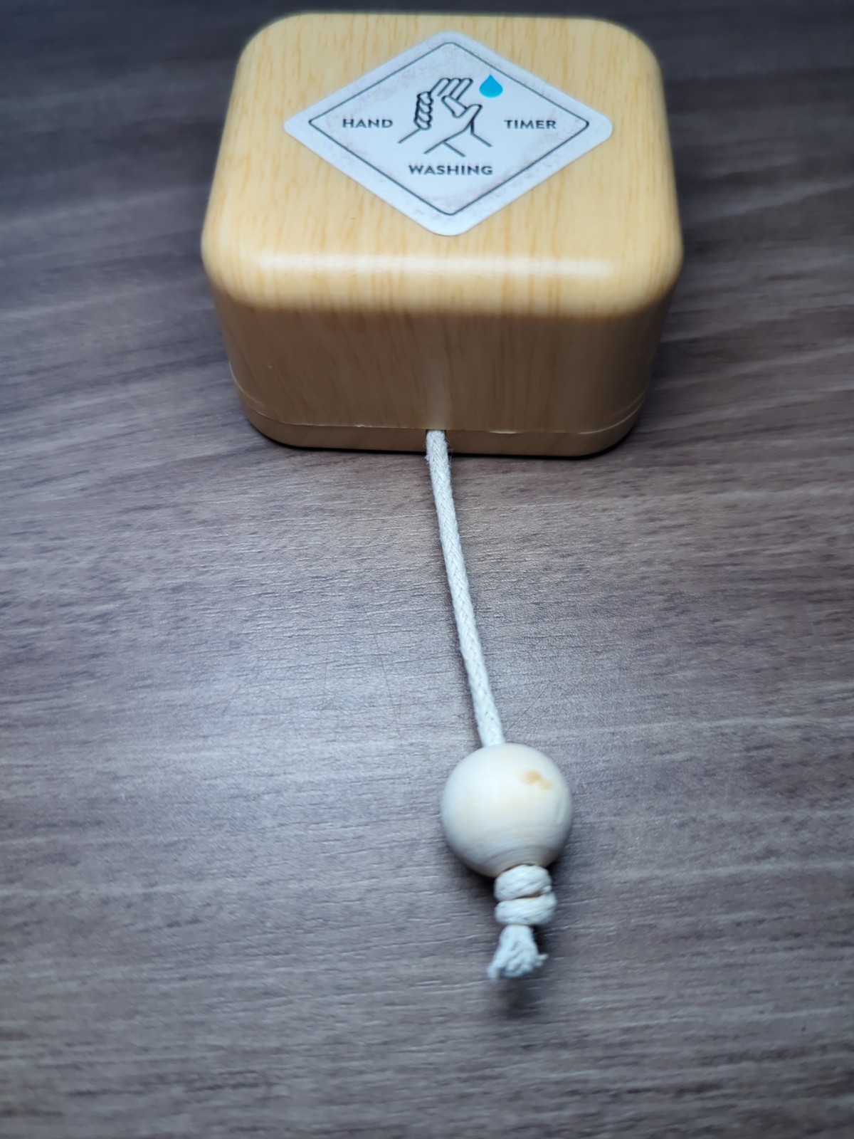 Kikkerland Hand Washing Timer Pull String Wood Block 20 Sec Reminder