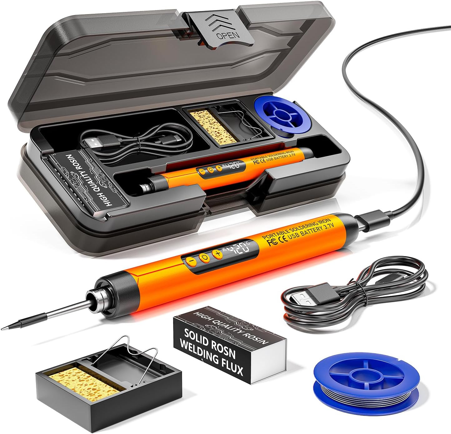 Cordless USB Rechargeable Portable Soldering Iron, 3-Speed Temperature Adjustabl