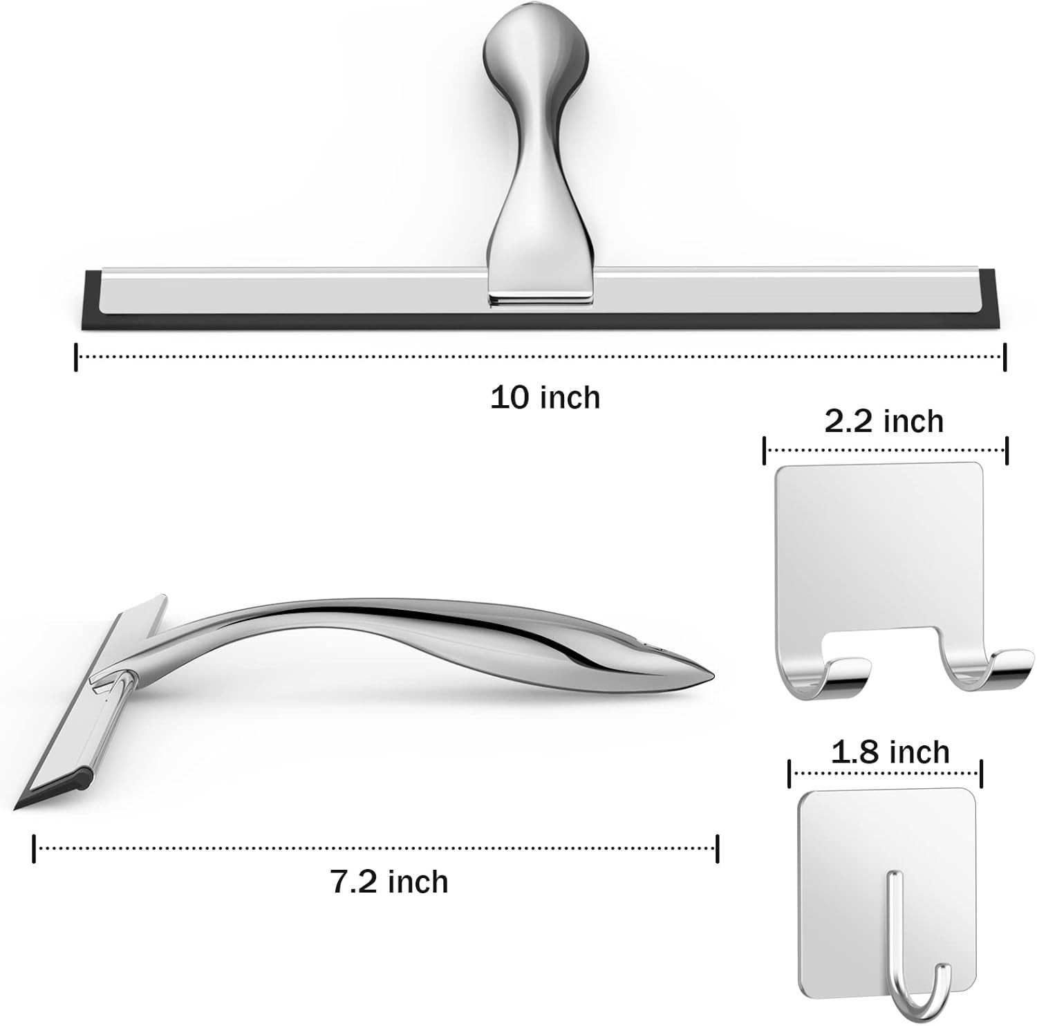 10 Inch Silver Stainless Steel Shower Squeegee