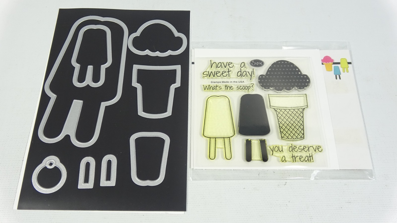Sizzix Clear Stamps & Die Set Have a Sweet Day Ice Cream 659207