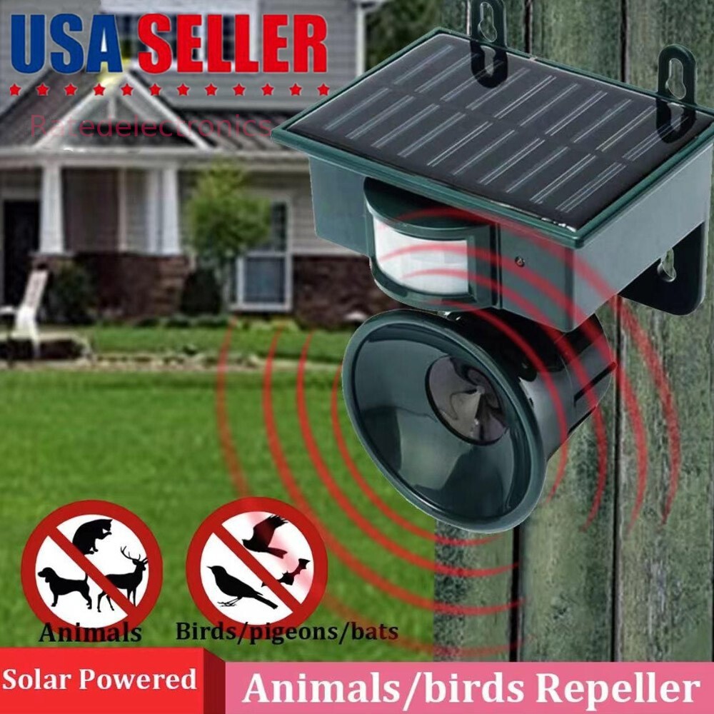 Solar Ultrasonic Bird Repellers Scarer Pest Control Fox Deterrent Motion Sensor
