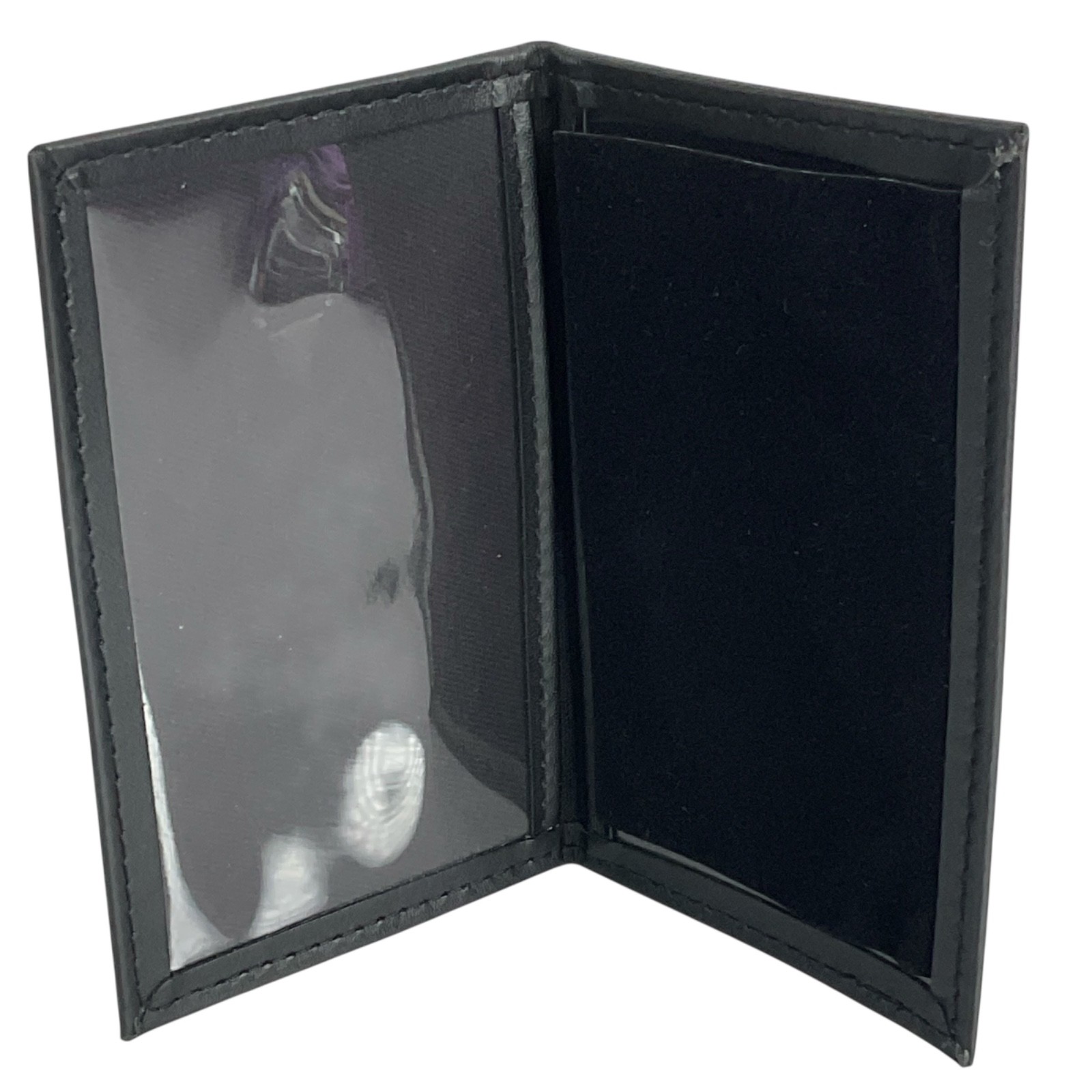 Streichers ID Holder Black Leather DK-32 Double Window Side Open New