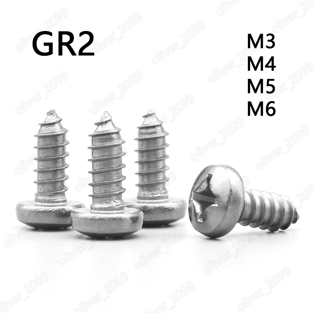 Titanium GR2 Phillips Cross Pan Head Self Tapping Screws M3 M4 M5 M6