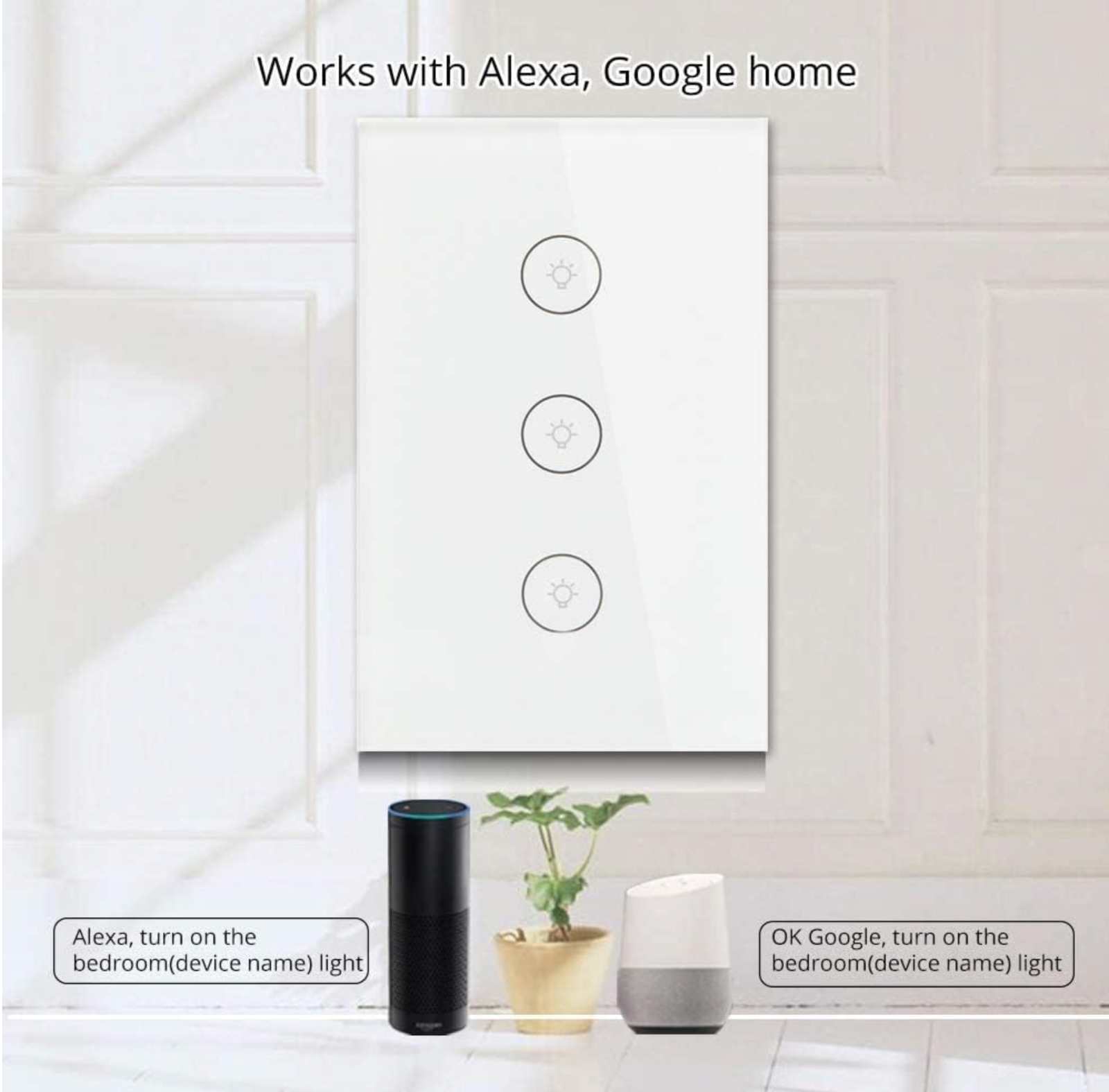AvatarControls 1-3Gang or Dimmer Smart Wall Switch Touch Glass Panel AlexaGoogle