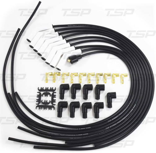 Universal TSP Ignition Black Angled 135 Degree 8.5MM Plug Wires Ceramic Boots