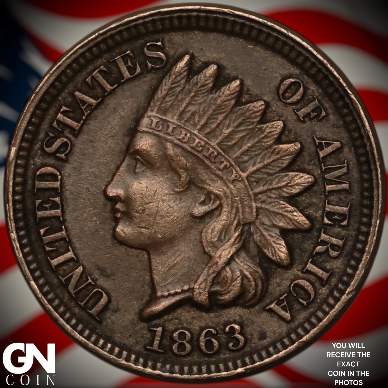 1863 Indian Head Cent Penny A2130