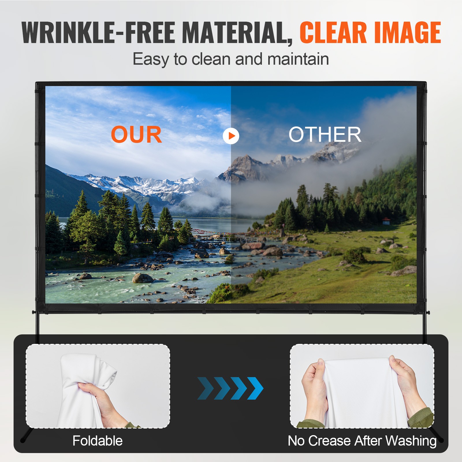 Uimoso Projector Screen with Stand 100 in 16:9 4K 1080 HD Movie Screen Bar Feet