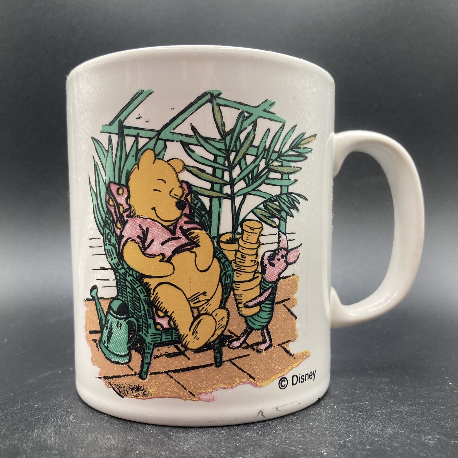 Vintage Disney Winnie the Pooh & Piglet in greenhouse ceramic mug England