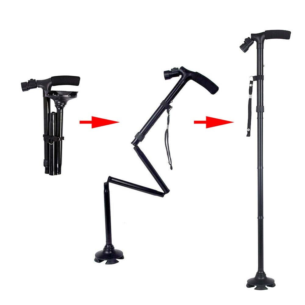 Folding Cane with LED Light - Foldable Support for Middle-Aged Walking Needs