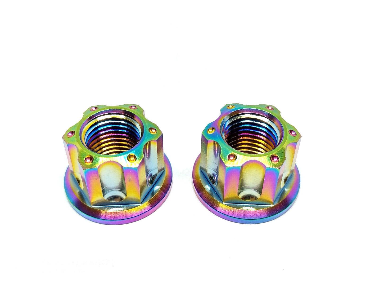 Oil Slick Rainbow Titanium Flange Nut M12x1.25 (2 Pack)