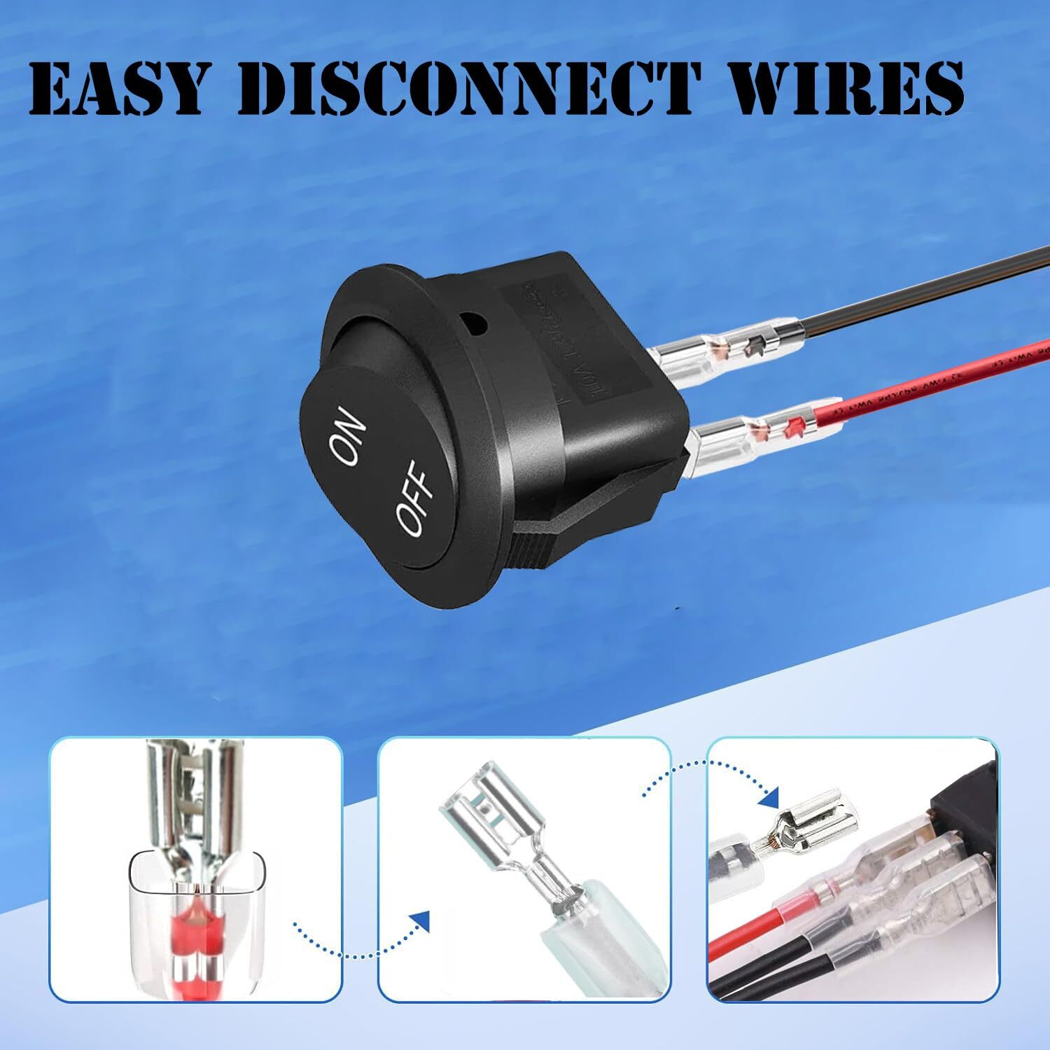 AC DC Round Rocker SwitchON Off Round Rocker SwitchesAC 6A/250V 10A/125V SPST...