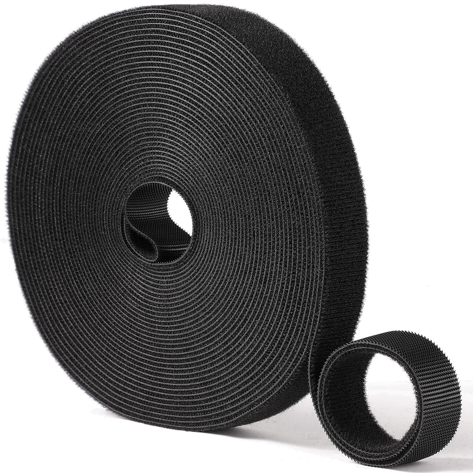 3/4in x 36ft | Hook and Loop Straps Heavy Duty | Double 3/4 in x 36 ft, Black