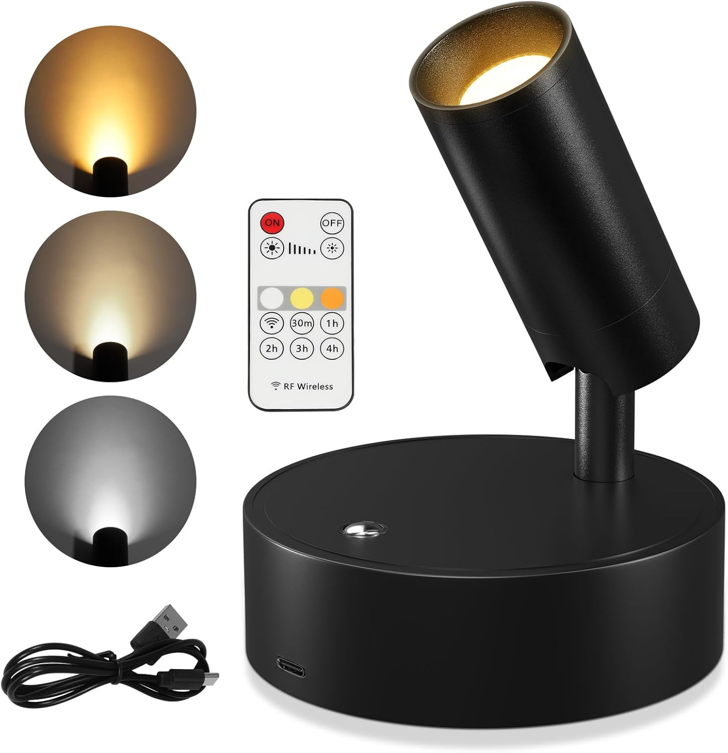 Spotlights Indoor, Wireless Uplighting Indoor with Remote Dimmable, Rechargeable