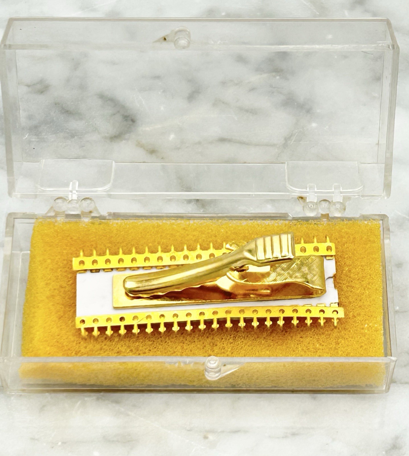 Rare NCR National Cash Register Computer Chip Tie Clip Promotion Gold Plate 70’s