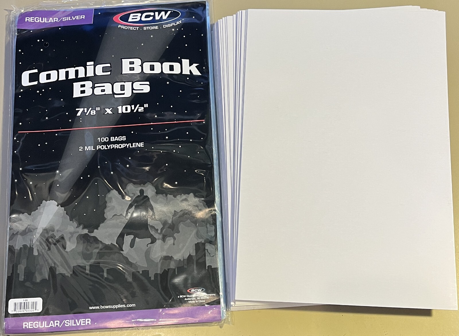 100 BCW Regular/Silver 2-Mil Polypropylene Comic Book Bags & Boards 7-1/8"x10.5"
