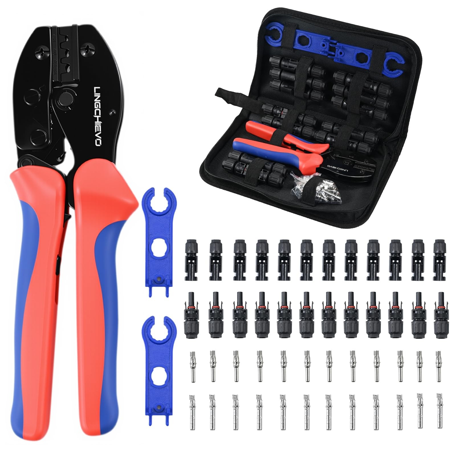 Solar Crimper Tool Kit With 12Pcs MC4 Connectors 2 Solar Connector Spanner Wrenc