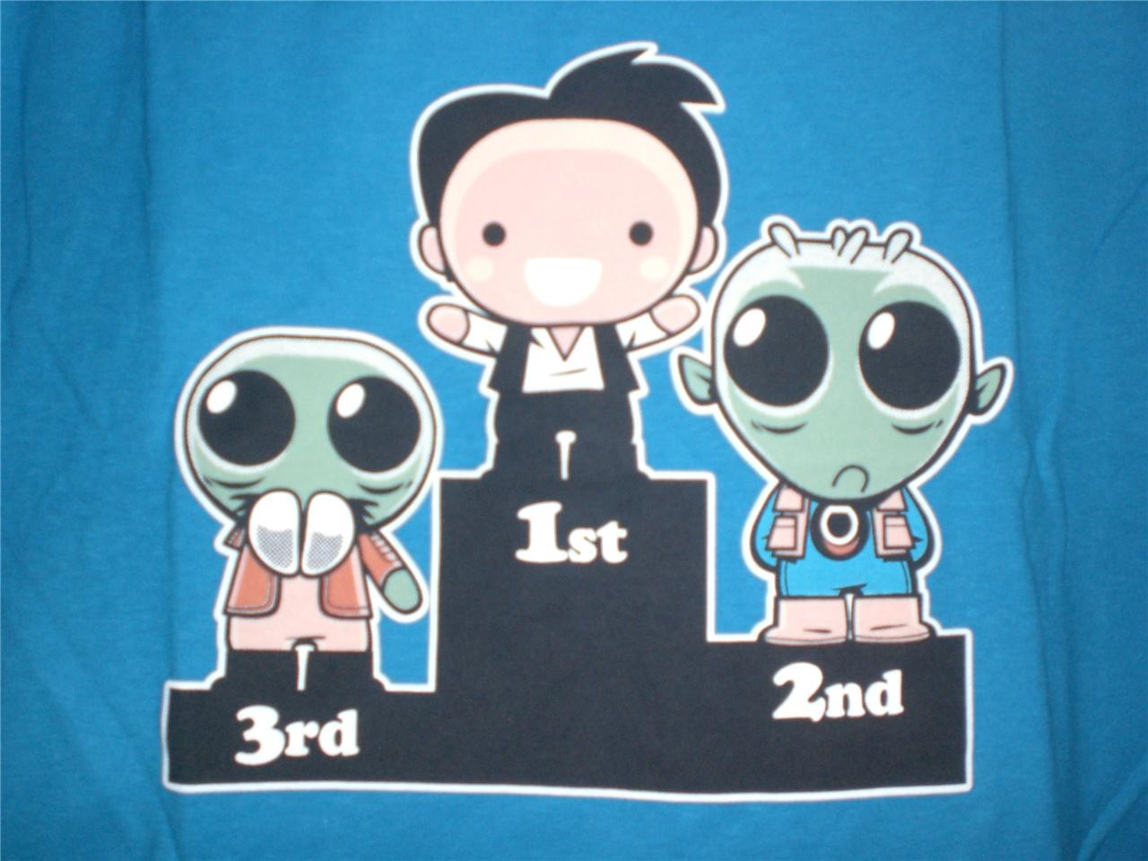 TeeFury Star Wars LARGE "First!" Star Wars Han Solo Tribute Shirt TURQUOISE