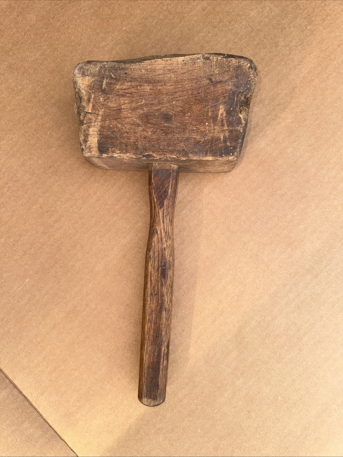 Antique Wooden Mallet Hammer Primitive Tool Carpenter Tool Farmhouse 13.75”